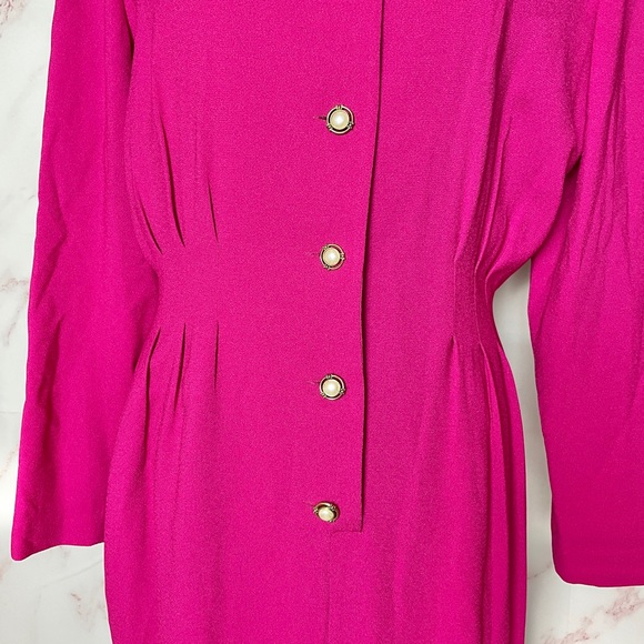 Vintage women’s magenta long sleeve button down retro 80’s career wear dress - Picture 5 of 10